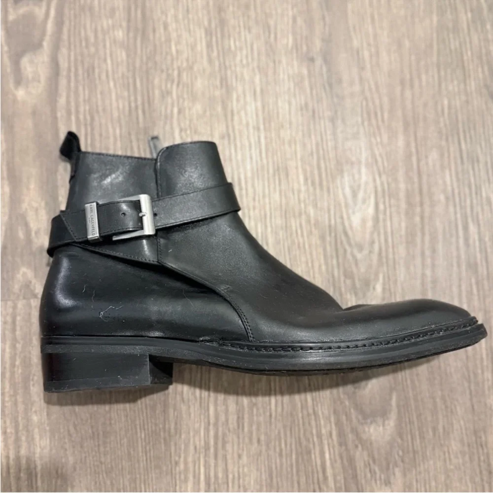 Karl Lagerfeld Black Ankle Boots with Buckle - Picture 5 of 5
